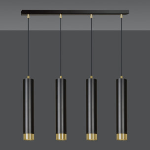 Lampada a sospensione KIBO in acciaio nero opaco e oro