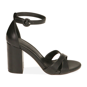 Sandalias negras, tacón de 9 cm