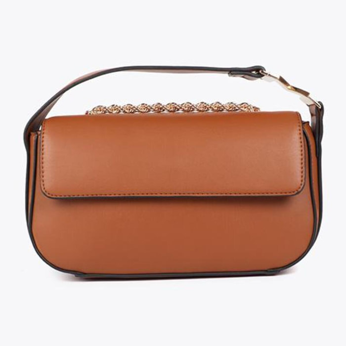 Elegante tracolla con patta, realizzata in materiale effetto pelle