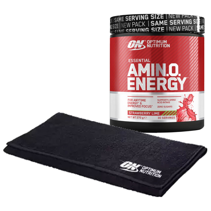 Aminoacidi in Polvere Fragola e Lime 270g Essential Amino Energy con Caffeina + Asciugamano