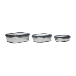 Lot de 3 boîtes rectangulaires en inox (650, 1300, 2250 ml)