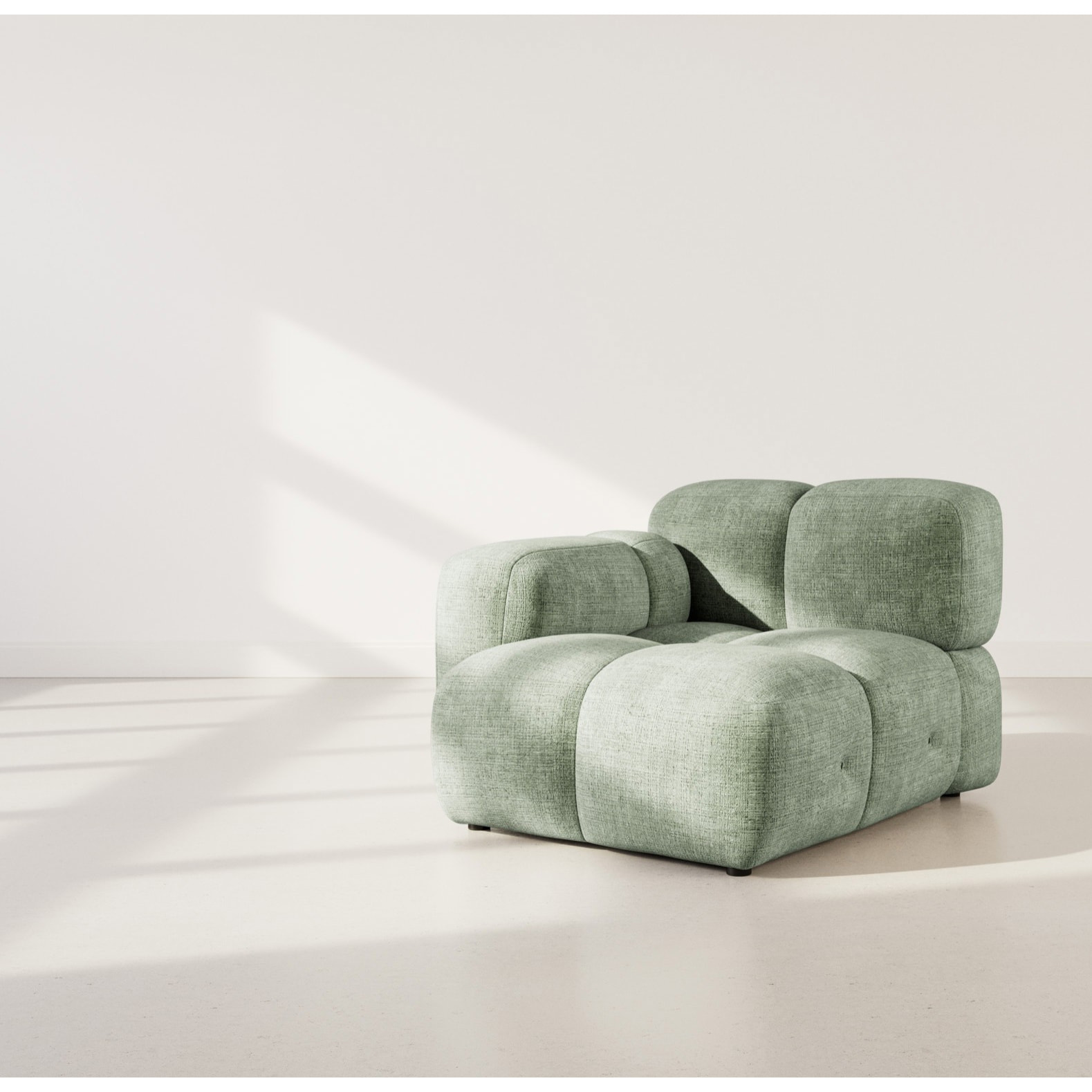 Grace - module d'assise gauche en velours texturé - Vert sauge