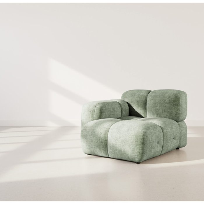 Grace - module d'assise gauche en velours texturé - Vert sauge