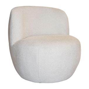 Fauteuil en tissu bouclette beige et structure en bois MALO