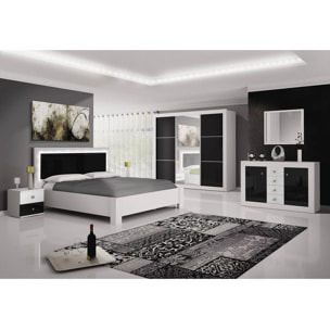 Table de chevet ''Roma'' - 40 x 45 x 40 cm - Blanc/Noir
