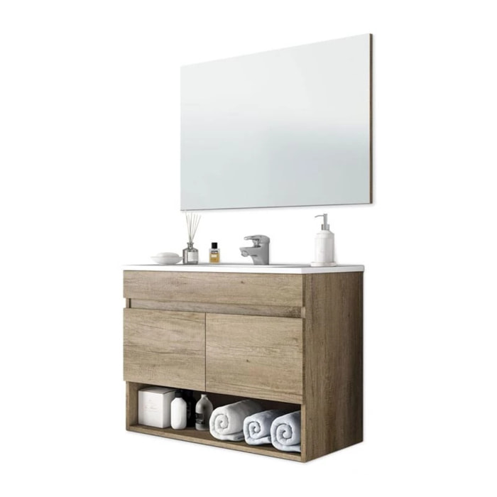 Mueble de baño con espejo Cotton 2 puertas Nordik