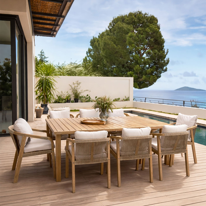 Ensemble de jardin table en bois d'acacia 8 places SAONA