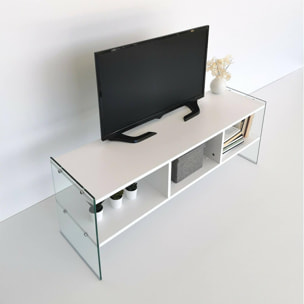 Mobile porta TV Dbennace, Credenza da soggiorno, Armadio basso per TV, Base parete attrezzata, 120x35h45 cm, Bianco