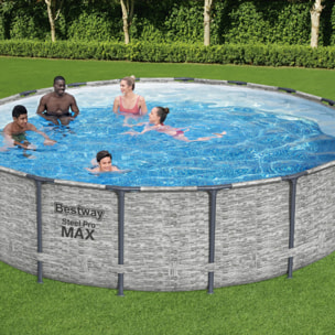 Bestway Piscine hors sol tubulaire ronde Bestway Steel Pro Max 549 x 122 cm décor pierres