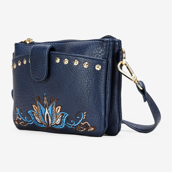 Bolso pequeño azul con bordado