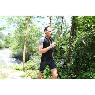 CAMISETA DE COMPRESIÓN RUNNING PARA HOMBRE DE MANGA CORTA BLUEBALL EN NEGRO Y GRIS