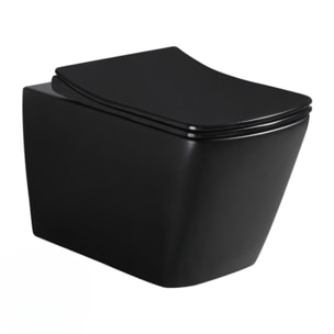 Pack WC Bati-support Geberit + WC sans bride Swiss Aqua Technologies + abattant SoftClose + plaque noire (SLIMSBLINFIA)