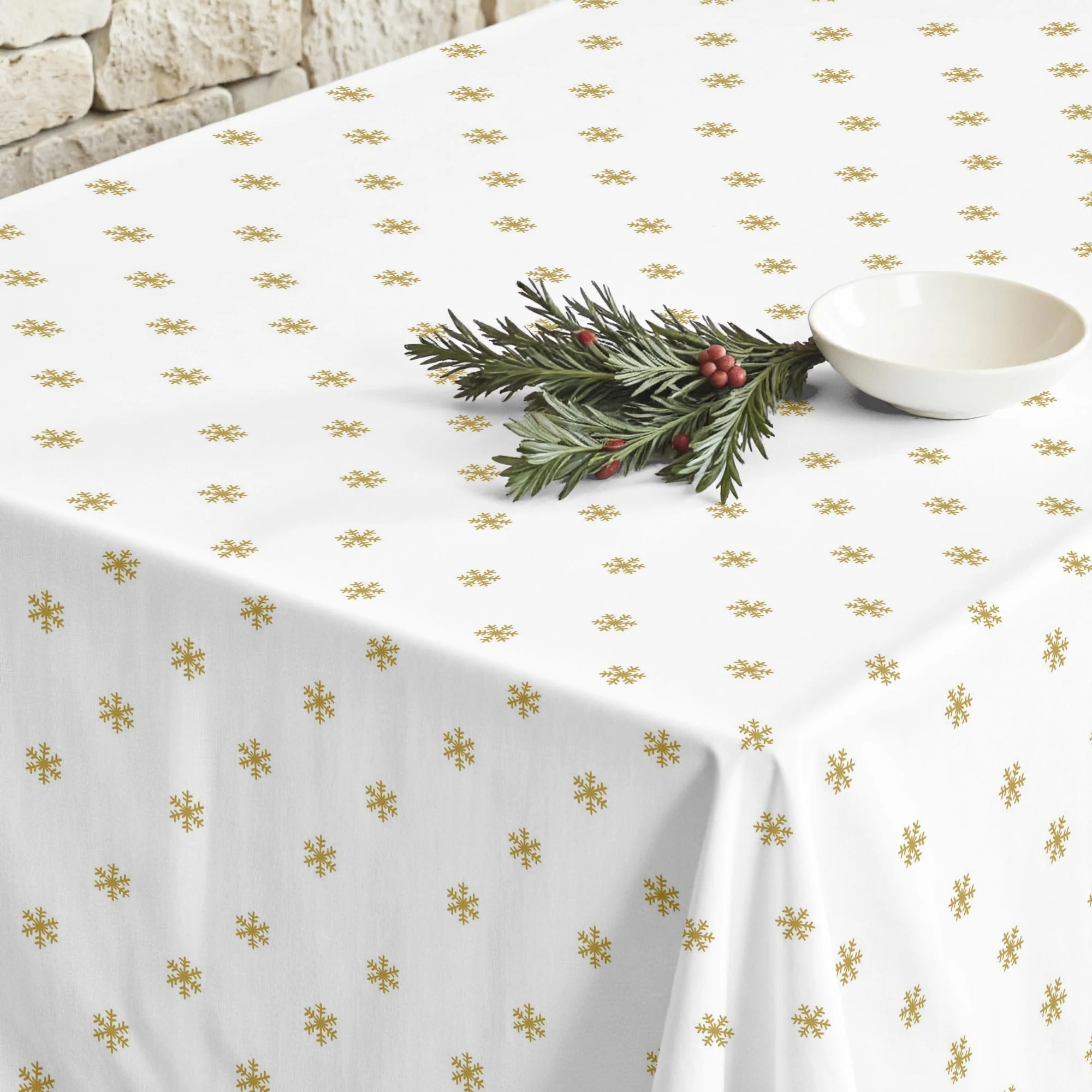 Nappe en résine Anti-tâches Snowflakes Gold