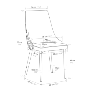 Set di 4 sedie IRVINE in tessuto effetto velluto tortora e gambe in metallo antracite e oro