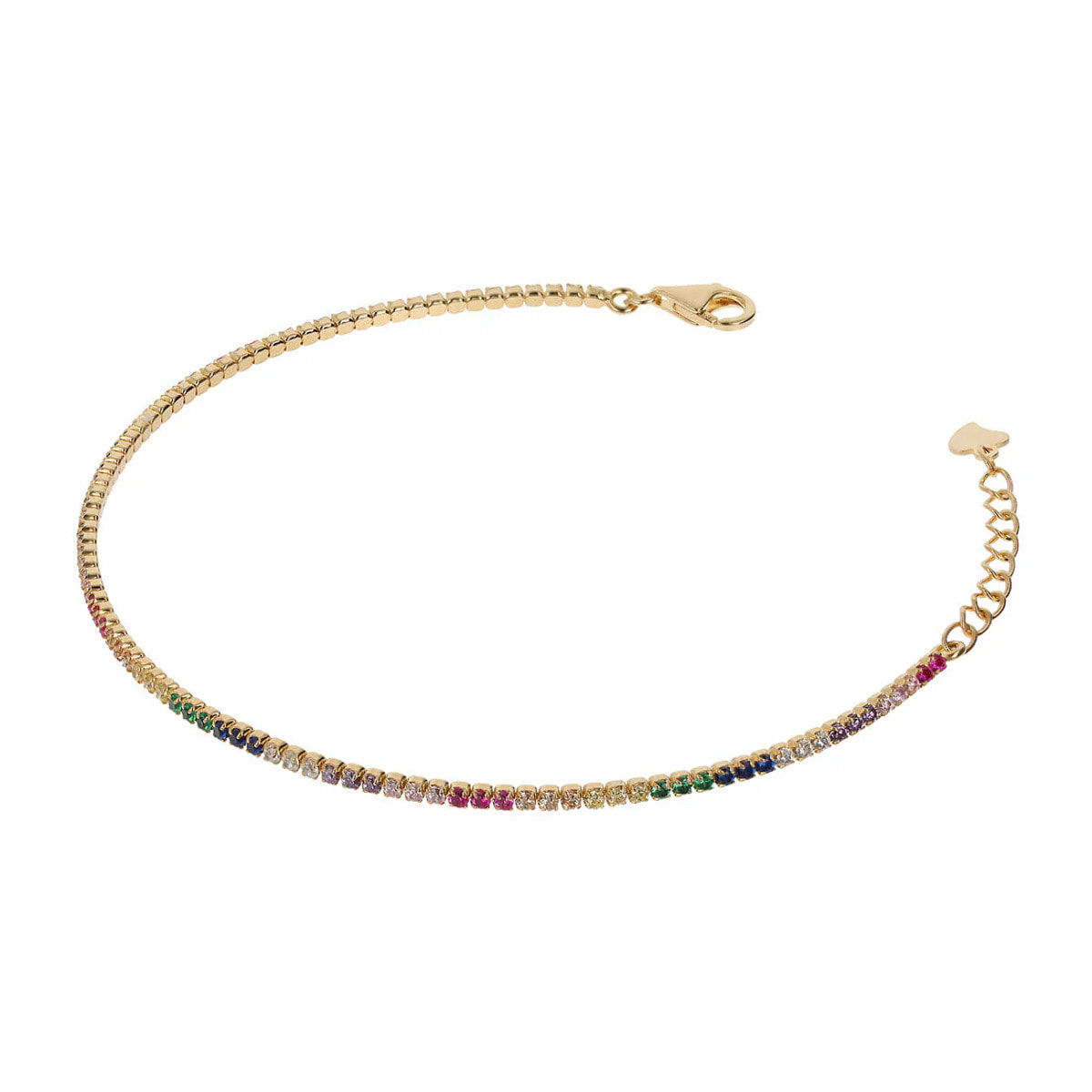 Bracciale Tennis Bicolore Golden con Cubic Zirconia Verdi e Bianche