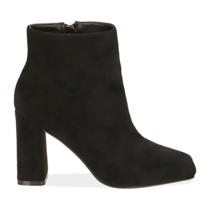 Ankle boots neri in microfibra, tacco 9 cm