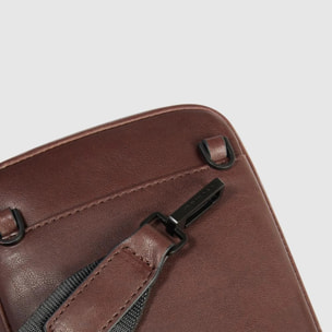 Piquadro Pochette pour téléphone tour du cou en cuir avec porte-cartes de crédit et protection RFID