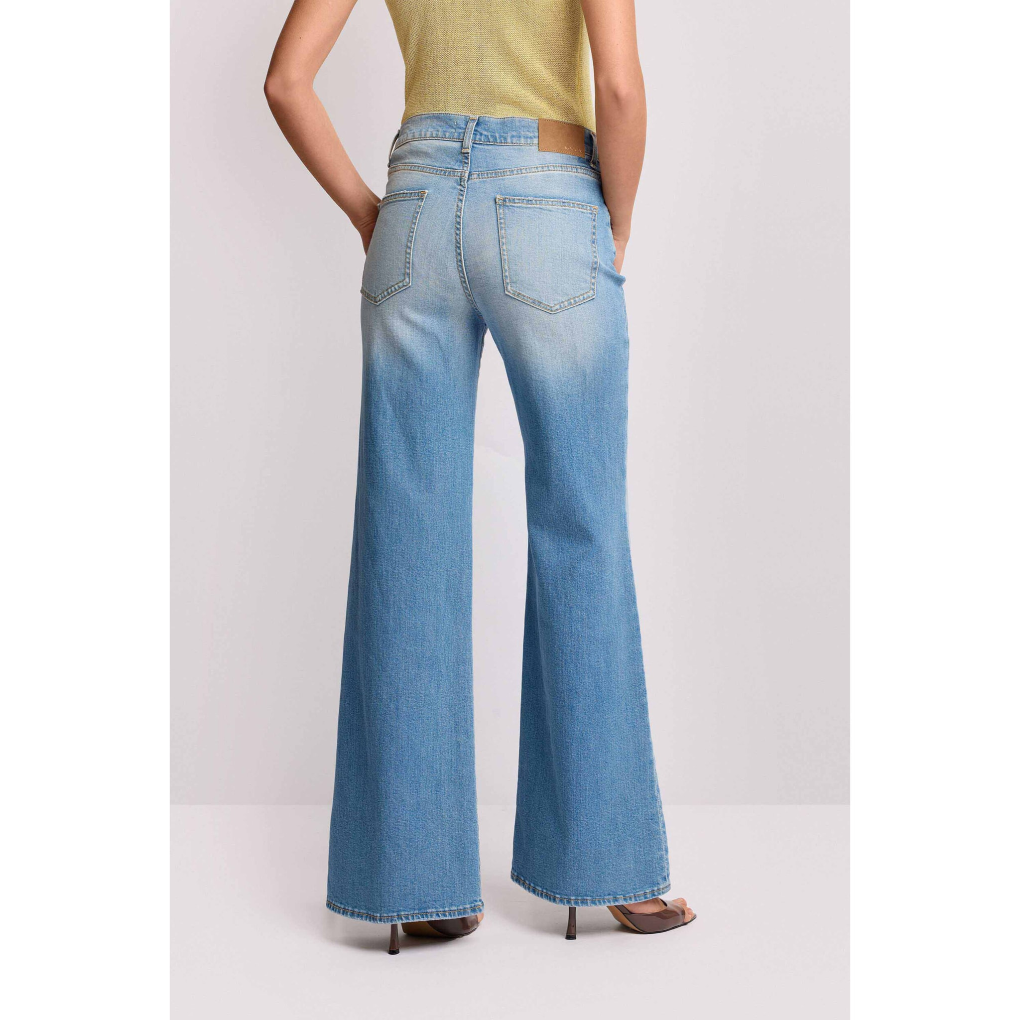 Kocca - Pantaloni in denim design wide leg Donna, Denim