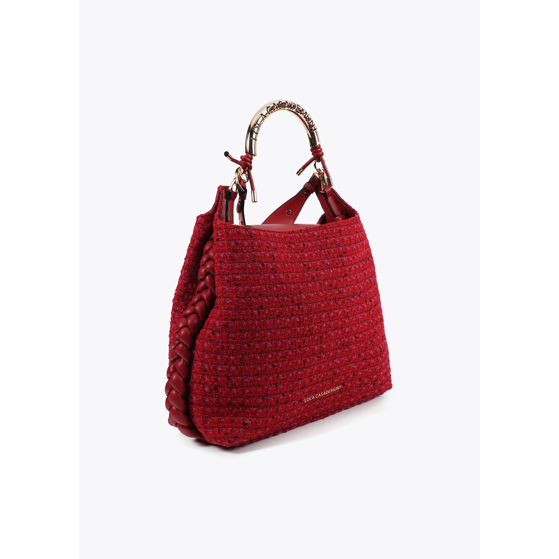 Borsa shopper con manico metallico personalizzato tessuto tweed
