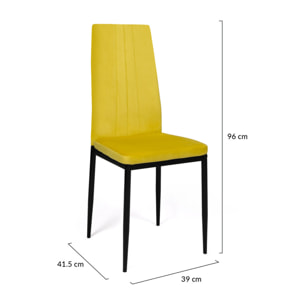 Chaises Jade en velours et pieds noirs - Mix color - Gris clair, gris foncé, jaune, bleu