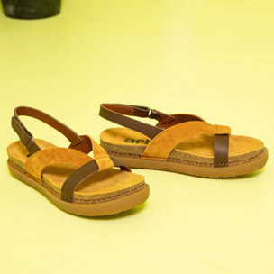 Sandalias 1718 NAPPA-SILK SUEDE BROWN-TOFFEE /RHODES color Brown-toffee