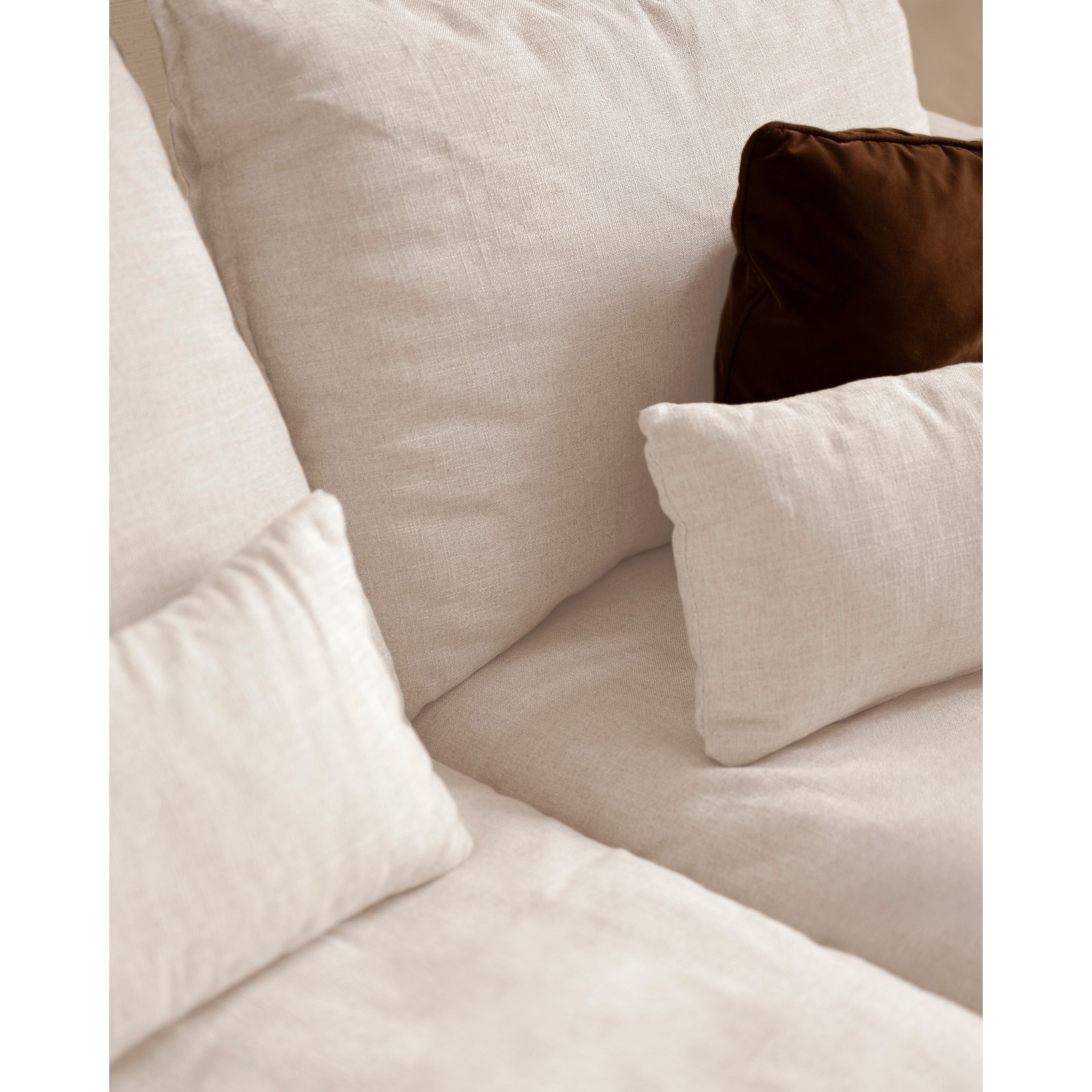 Módulo de algodón y lino con reposabrazos izquierdo desenfundable tono blanco de 97x96cm Alto: 99 Largo: 97 Ancho: 96