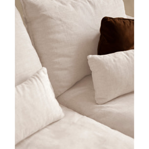 Módulo de algodón y lino con reposabrazos izquierdo desenfundable tono blanco de 97x96cm Alto: 99 Largo: 97 Ancho: 96