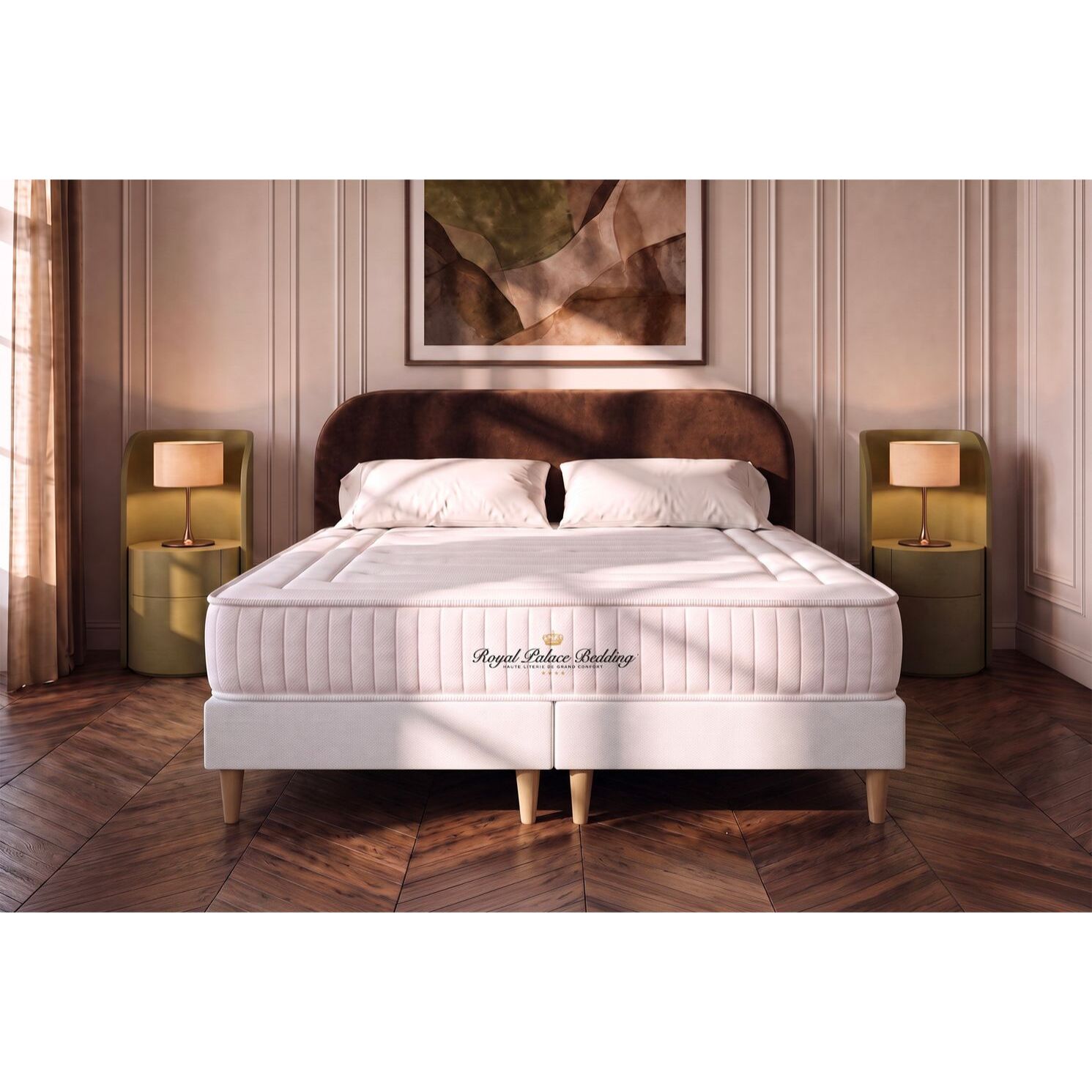 Ensemble - Matelas Mémoire de forme 20cm d'épaisseur - 3 zones de confort - Confort ferme - Sommier tapissier monobloc - 2 places