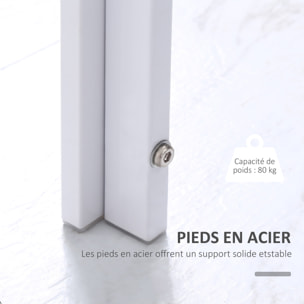 Table à manger 4 personnes - table de salle à manger dim. 120 x 60 x 75 cm - verre trempé 6 mm acier blanc