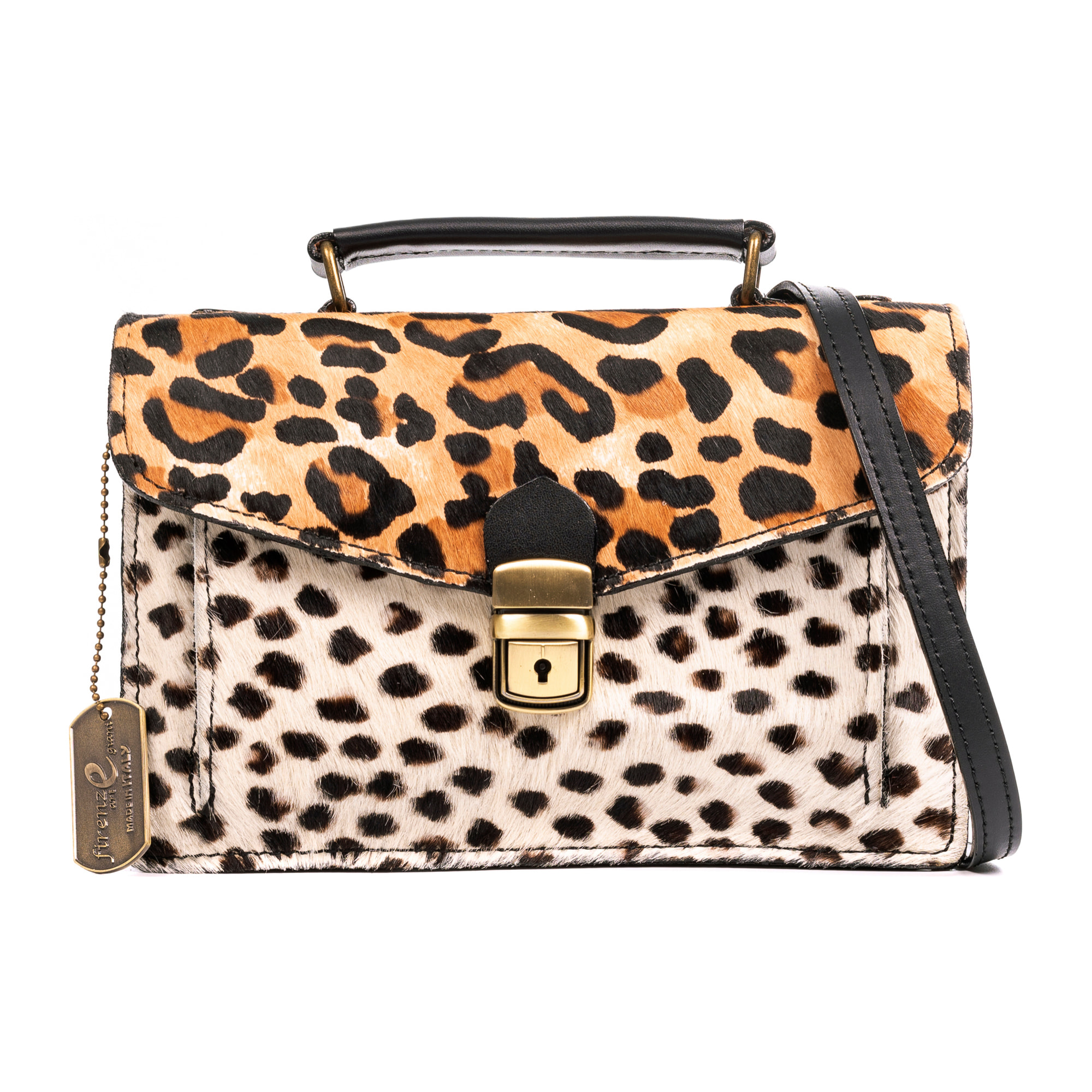 Arvier bolso Satchel de piel auténtica Cavallino estampada.