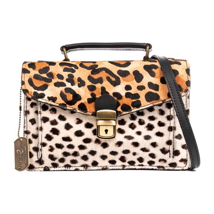 Arvier bolso Satchel de piel auténtica Cavallino estampada.
