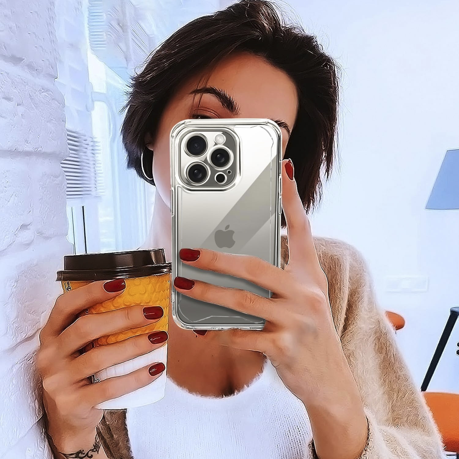 DAM Custodia  Anti-Shock Armor Trasparente con Bordi Rinforzati e Protezione Fotocamera per iPhone 14 Pro Max 8,04x1,06x16,35 Cm. Colore trasparente