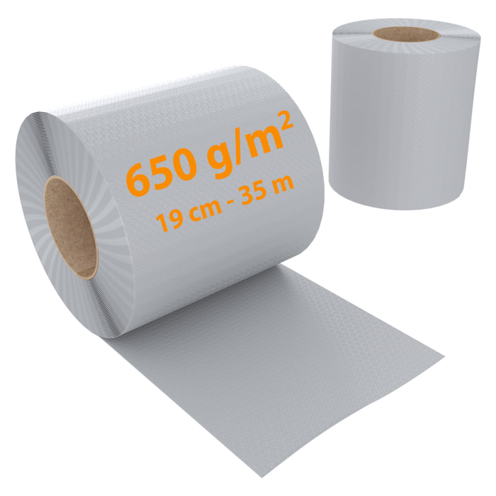 Schermo Privacy In PVC Per Recizioni A Doppia Sbarra Doppio Picchetto Rete Frangivista 650 g/m² 35 m x 19 cm Con Clip Fissaggio Grigio Chiaro