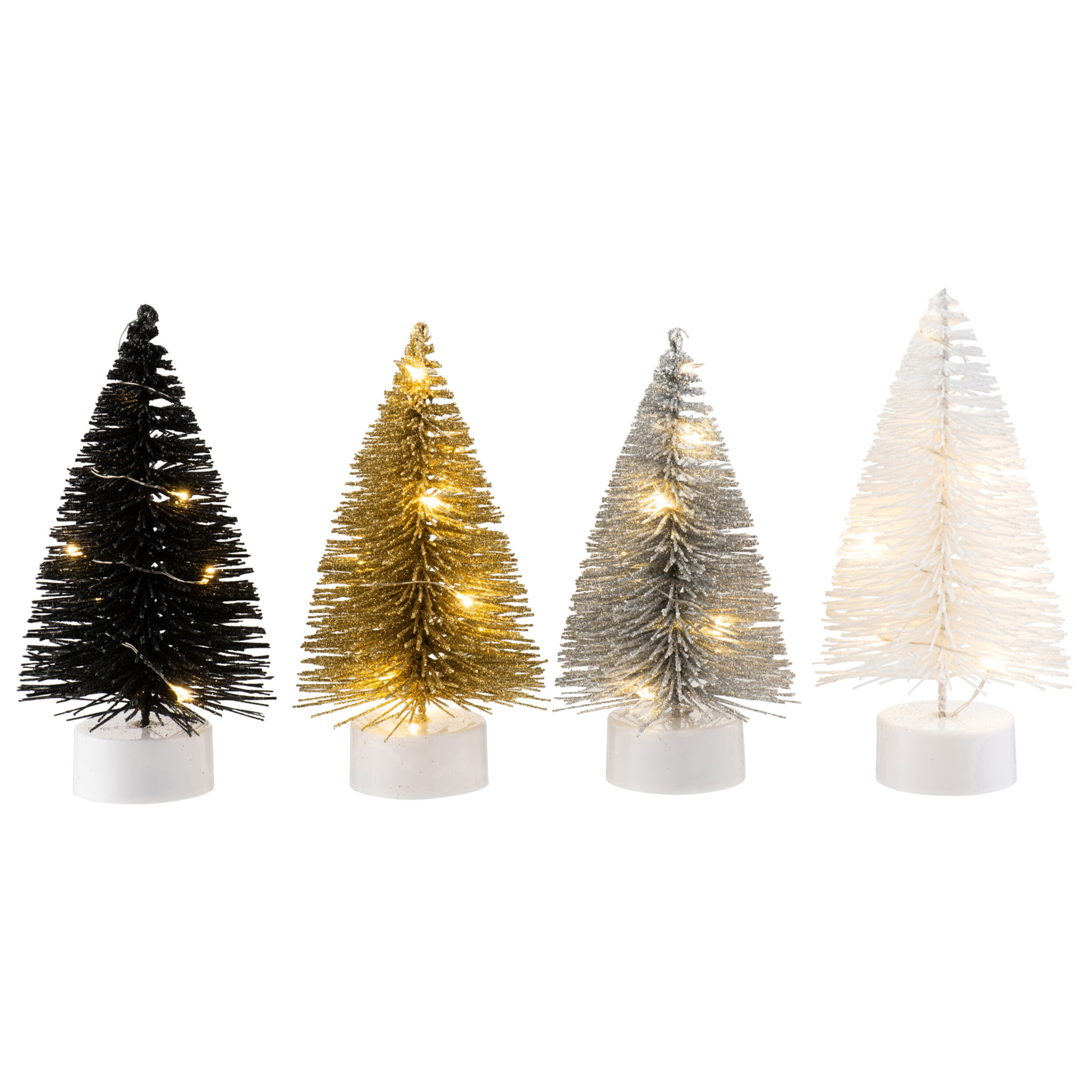 J-Line display Sapin de Noël Paillettes - plastique - noir/argent/or - 12 pcs