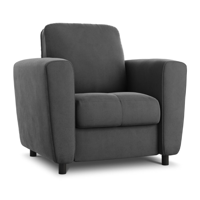 Fauteuil "Audra" en velours gris foncé