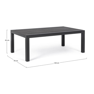 Tavolino da giardino OVIEDO con piano in ceramica e struttura in alluminio antracite, 120×70 cm