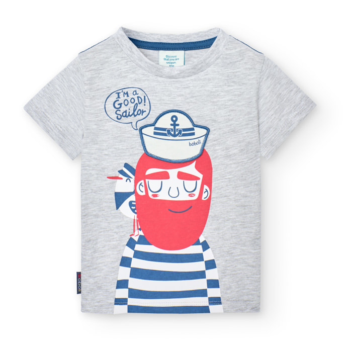 Camiseta niÃ±o estampada, mangas cortas, gris claro, 338105