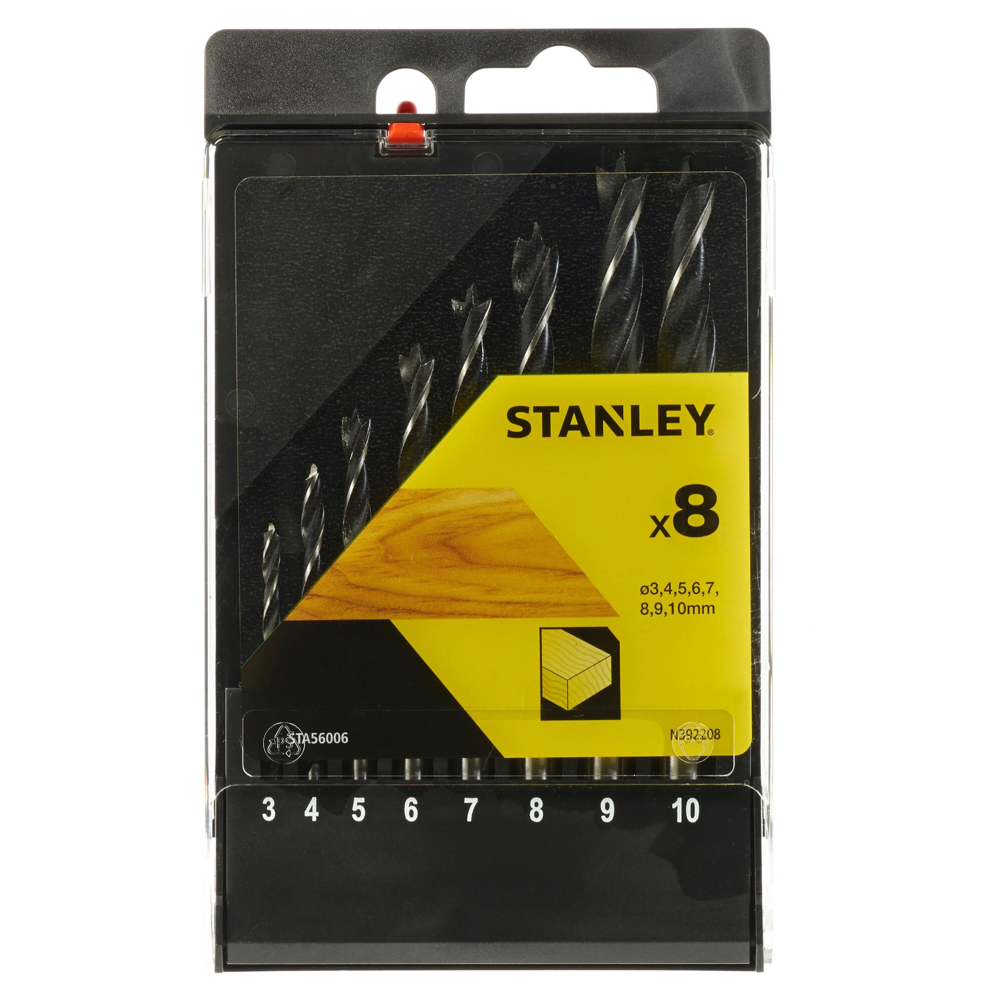 Stanley Cassette de 8 mèches à bois 3 pointes 3-10mm