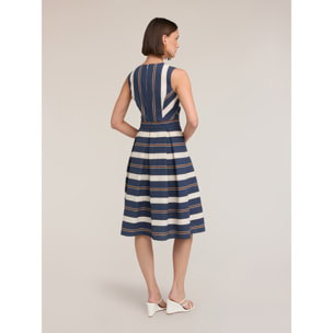 Motivi - Vestito linea ad A tinto filo a righe - Blu