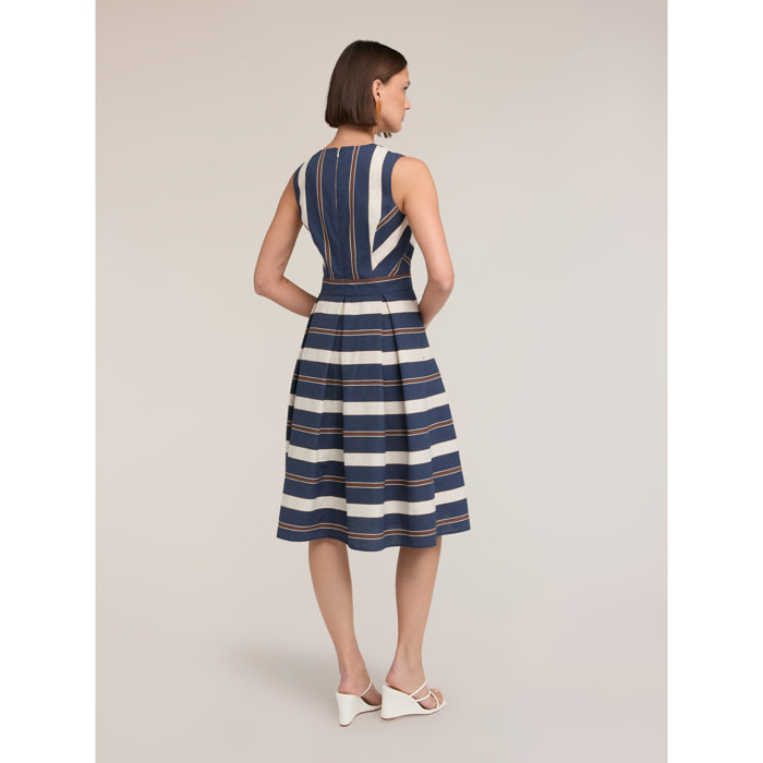 Motivi - Vestito linea ad A tinto filo a righe - Blu