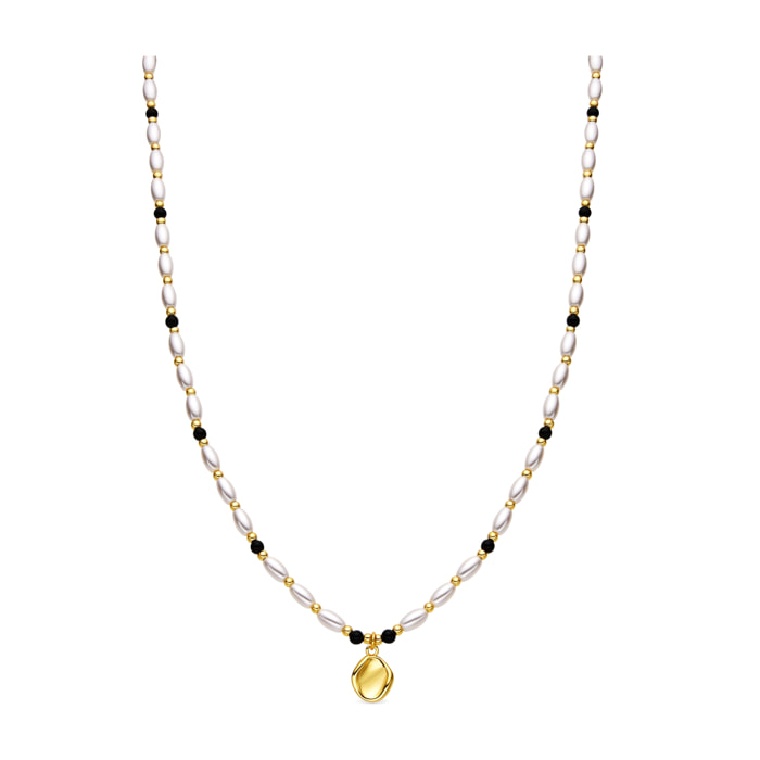 Collar con Perla Blanca acabado oro 18k
