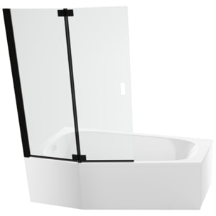 Pack baignoire bain douche 170 x 90 Bastille vidage à gauche blanc brillant + tablier en angle + pare-bain noir
