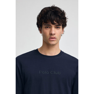 Camiseta azul marino de manga corta y logo engomado Polo Club