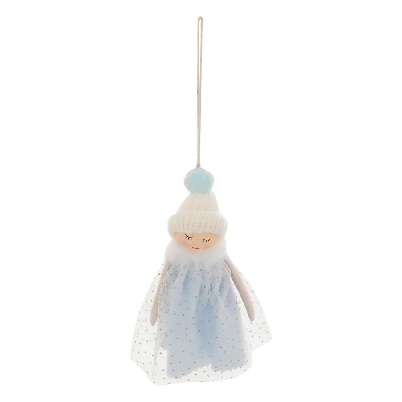 Sujet fillette bois H.15cm bleu