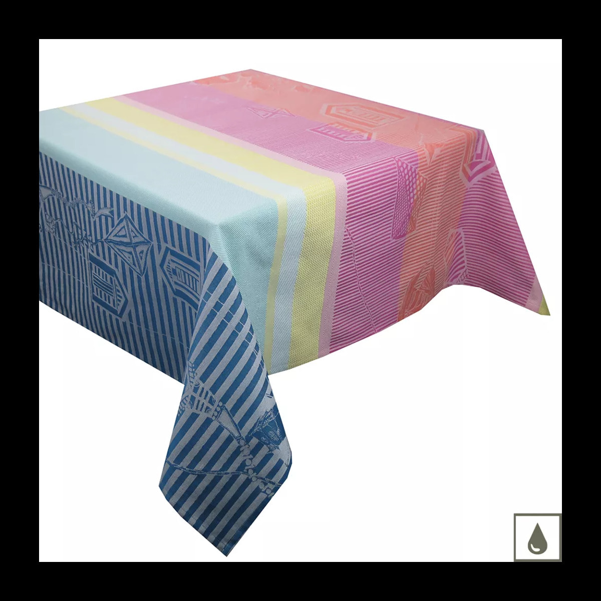 Nappe enduite jacquard Mille eole marin