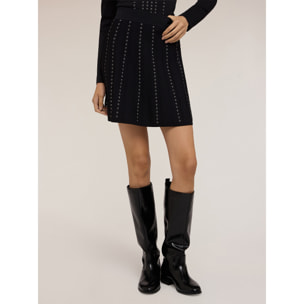 Motivi - Falda corta de punto con aplicaciones - Negro