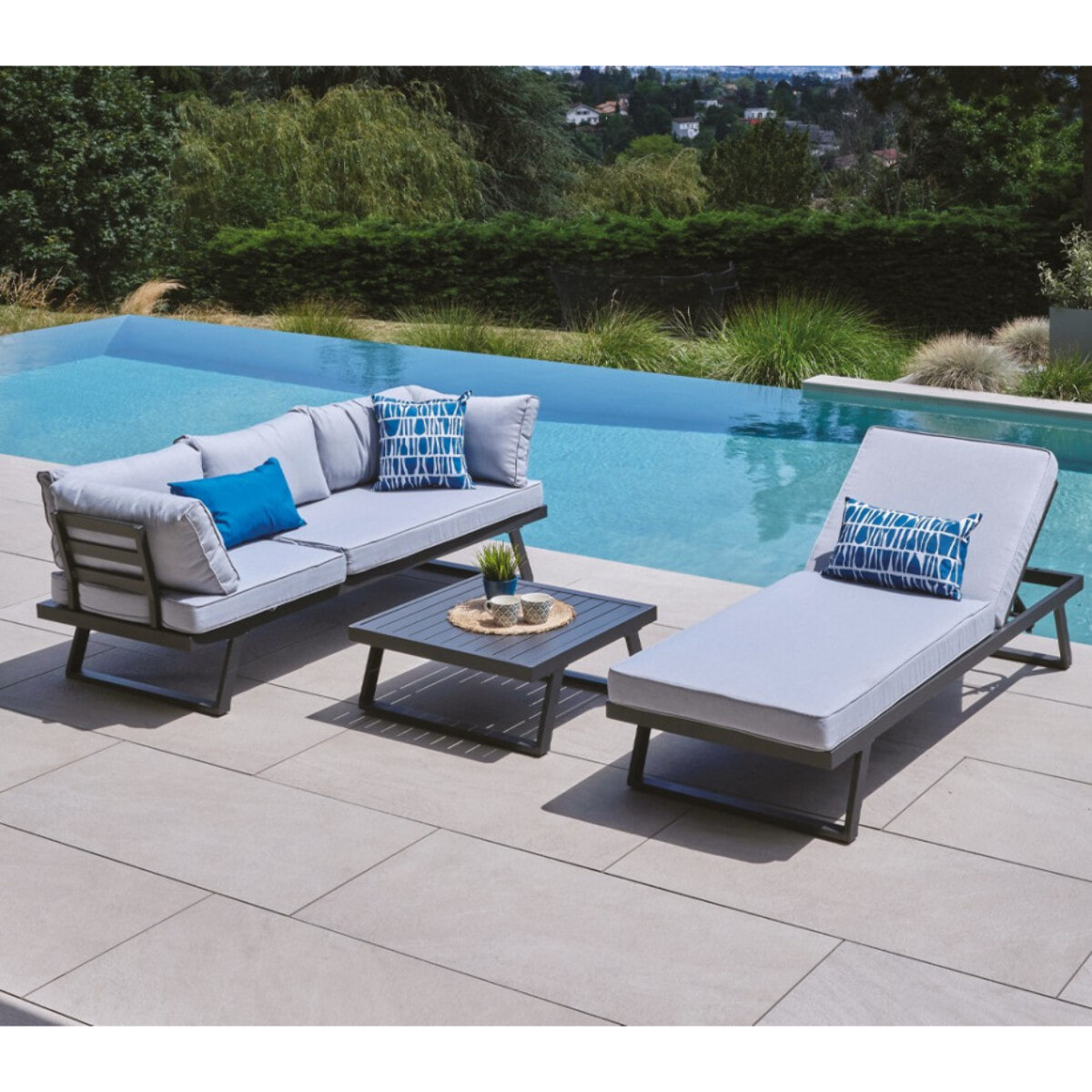 Lot de 2 coussins extérieur - 40x40x15 - ECLYPSE MER