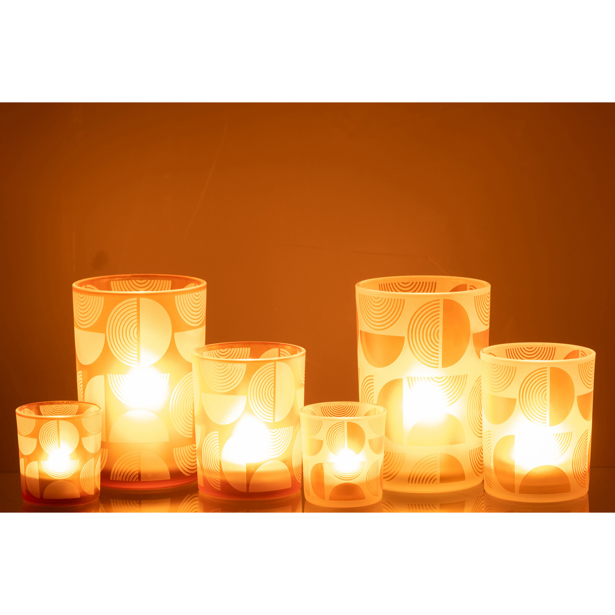 J-Line photophore Demi Cercles - verre - orange - large - 2 pcs