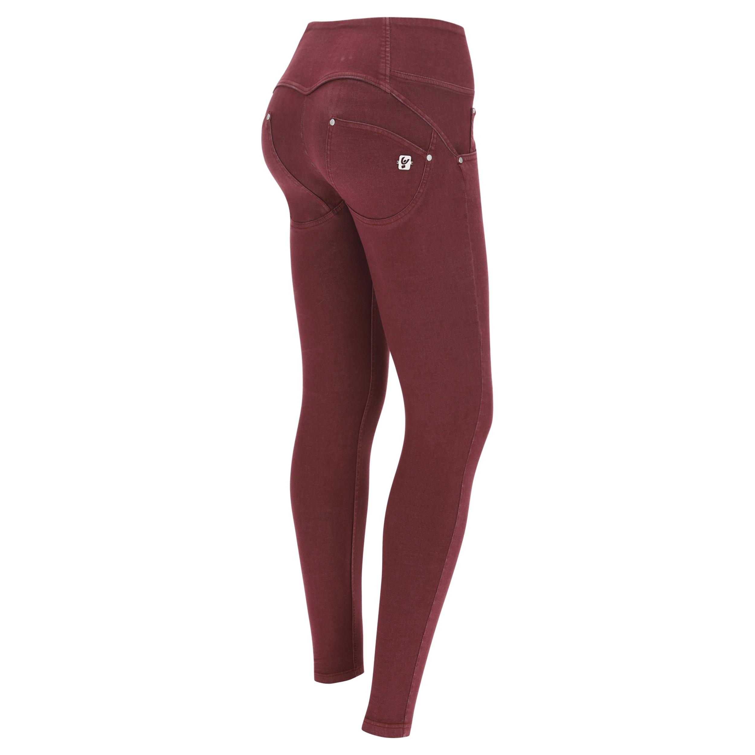 Pantaloni push up WR.UP® vita media tessuto navetta tinto in capo