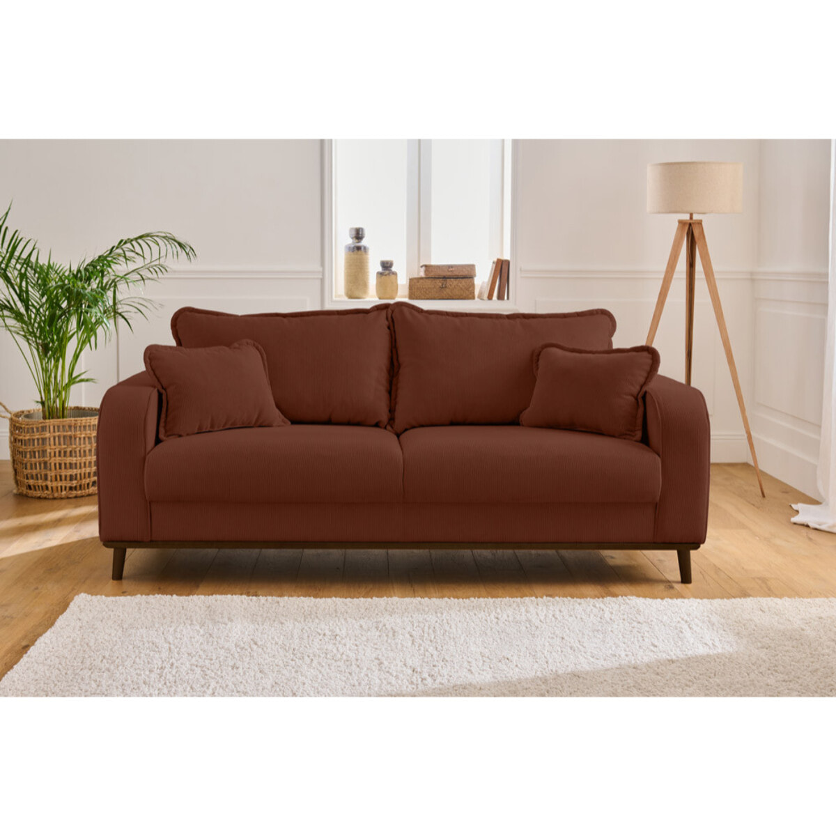 Albane - canapé 3 places - en velours côtelé - Rouille